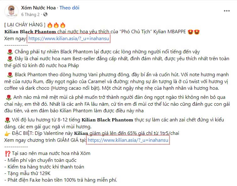 Mẫu content bán nước hoa Pháp 1