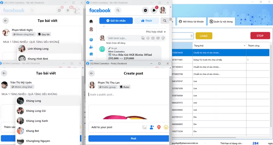 Thực hiện tăng share Facebook an toàn bằng phần mềm MKT Care Thực hiện tăng share Facebook an toàn