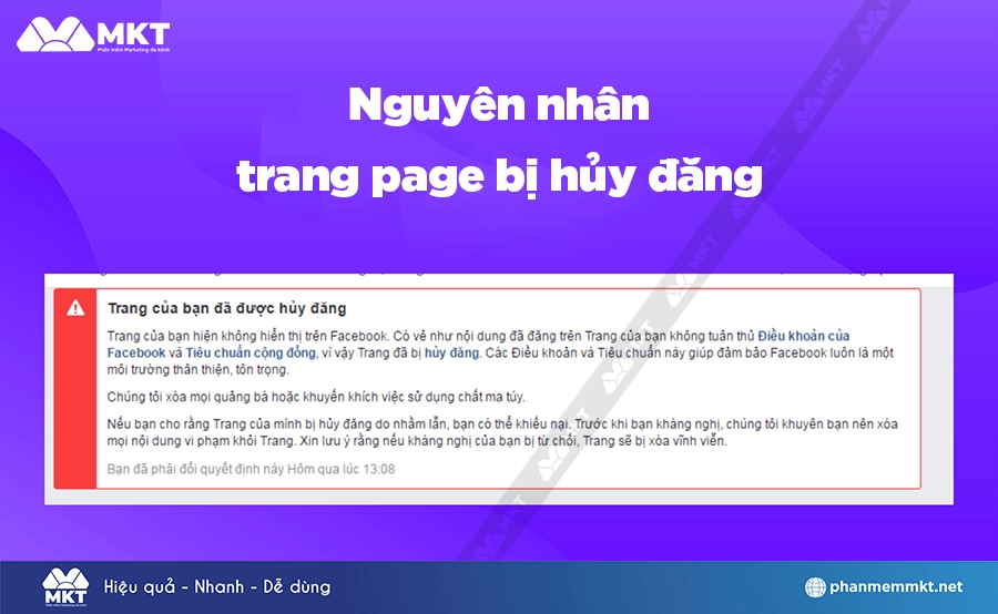 Nguyên nhân trang page bị hủy đăng