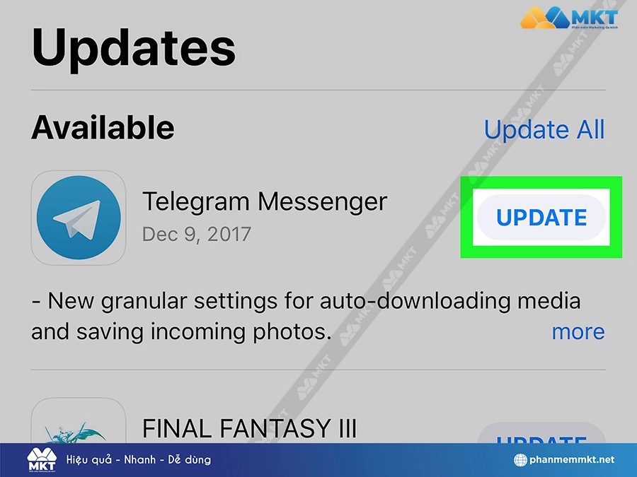 Cập nhật ứng dụng Telegram Cập nhật ứng dụng Telegram