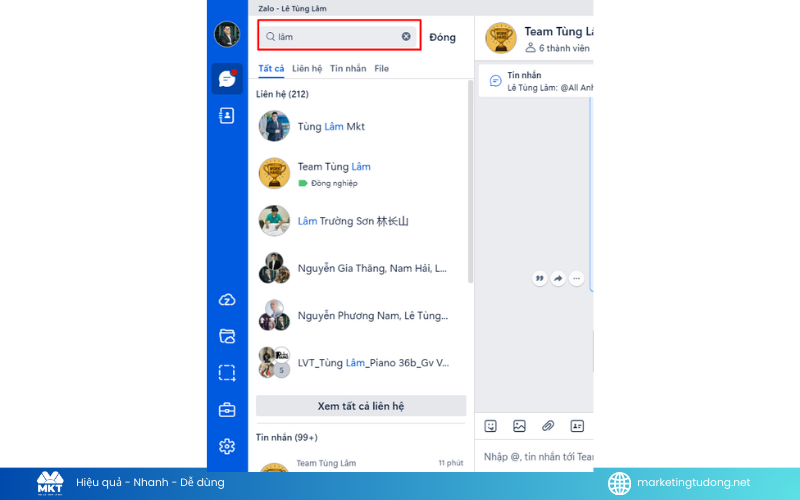 tìm nick zalo qua tên
