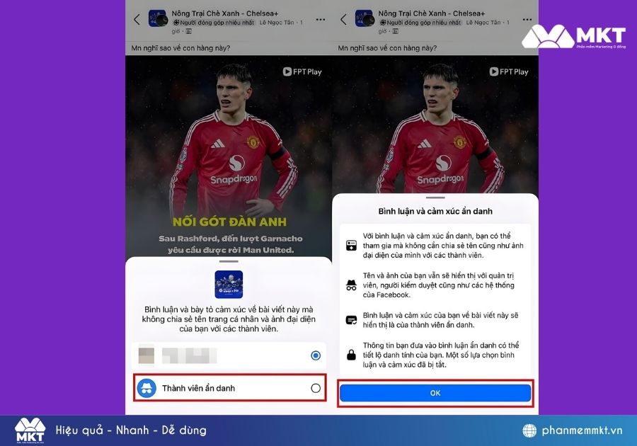 bình luận ẩn danh trên Facebook