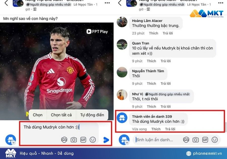 bình luận ẩn danh trên Facebook